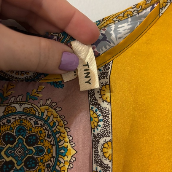 Anthropologie Green and Orange Asymmetrical Blouse - Picture 2 of 7